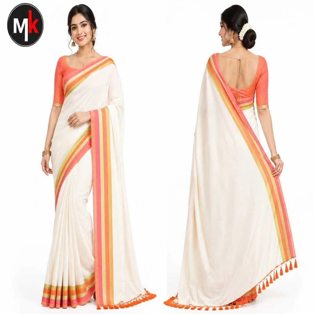 MK FABRICS SET SAREE MULCOTTON