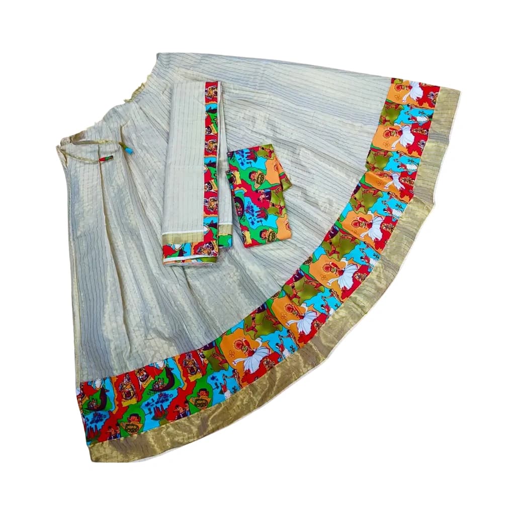 Sn Onakodi Digital Print Dhavani Set Orange