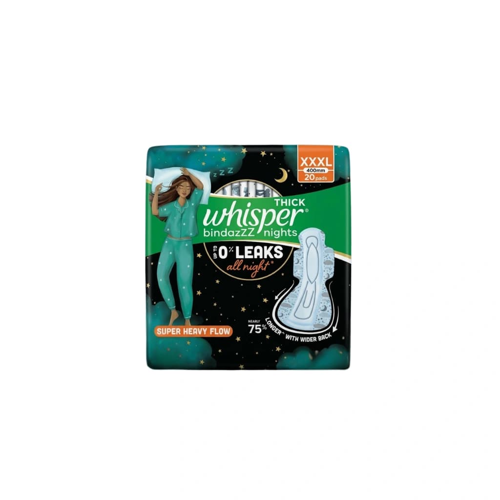 WHISPER BINDAZZZ NIGHTS XXX-LARGE PACK OF 20 PADS