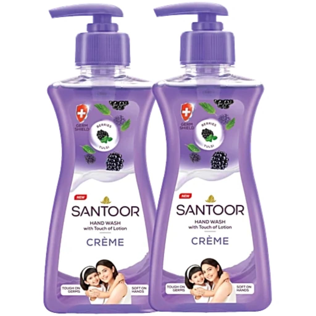 SANTOOR CREME HAND WASH BERRIES & TULSI WITH TOUCH OF LOTION 200ML BUY 1 GET 1 FREE