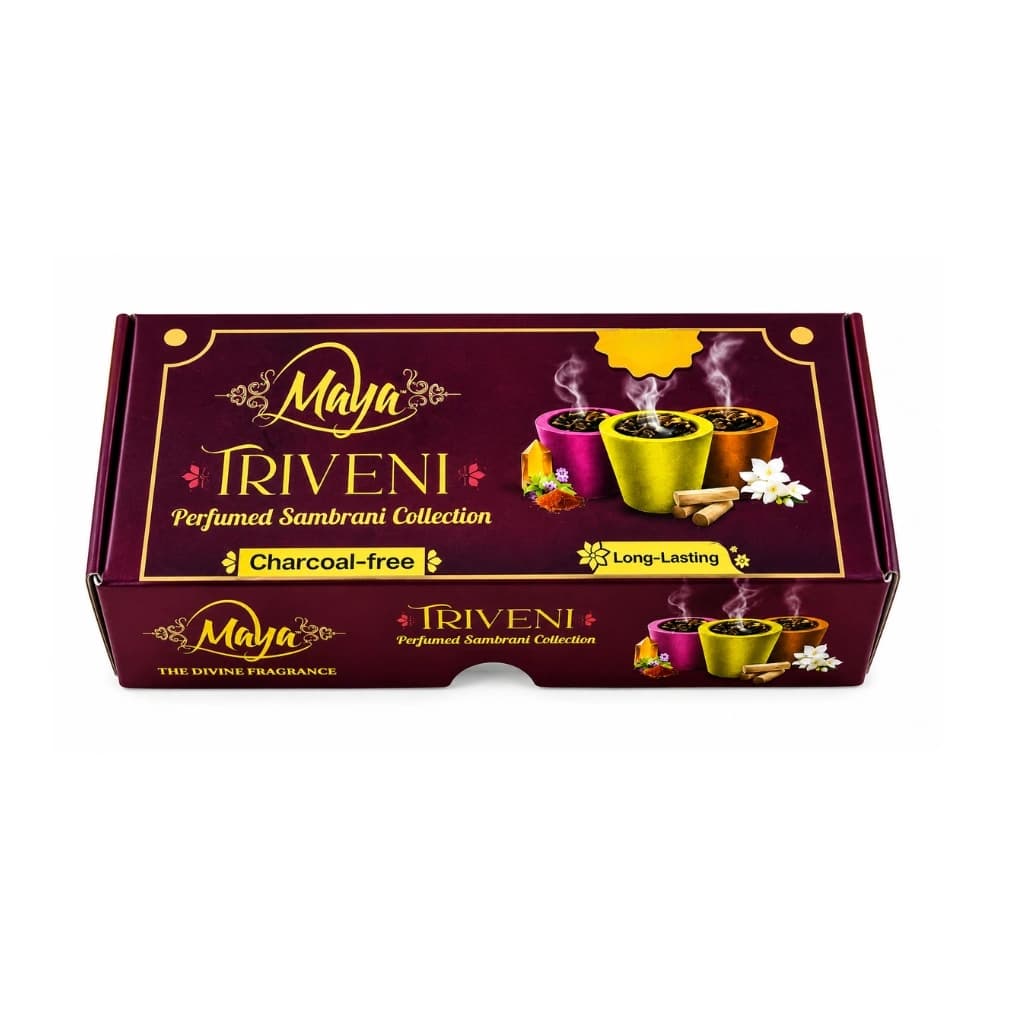 MAYA TRIVENI SAMBRANI CUPS WITH AGARBATTI HOLDER