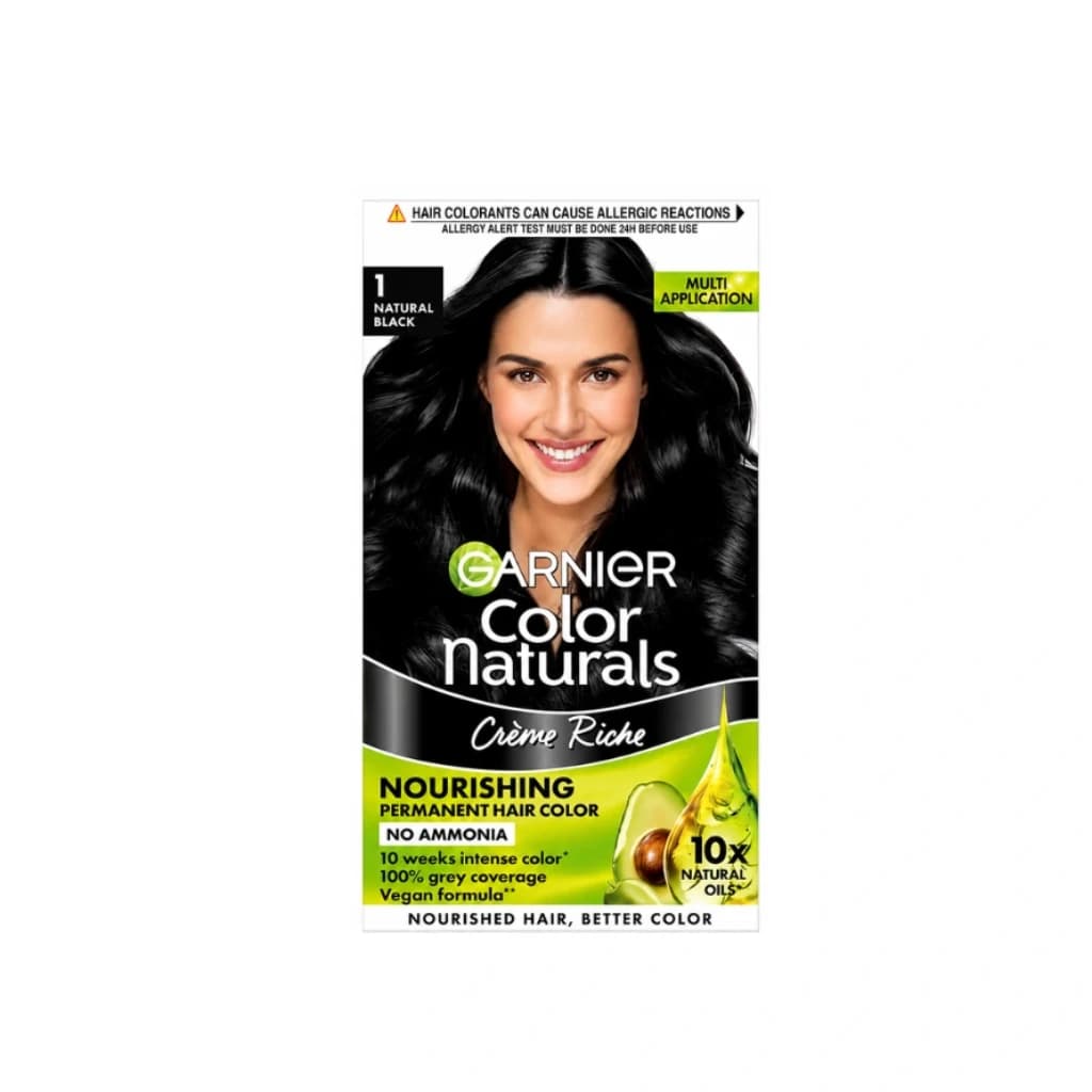 GARNIER COLOUR NATURALS CREME RICHE NOURISHING PERMENENT HAIR COLOUR NO AMMONIA NATURAL BLACK 1