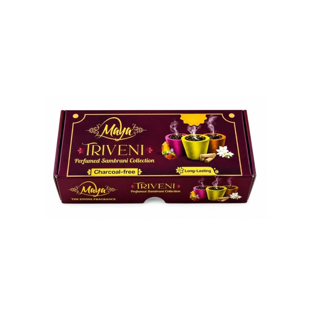 MAYA TRIVENI SAMBRANI CUPS WITH AGARBATTI HOLDER