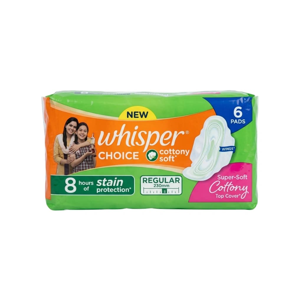 WHISPER CHOICE NEW COTTONY SOFT REGULAR SANITARY 6 PADS