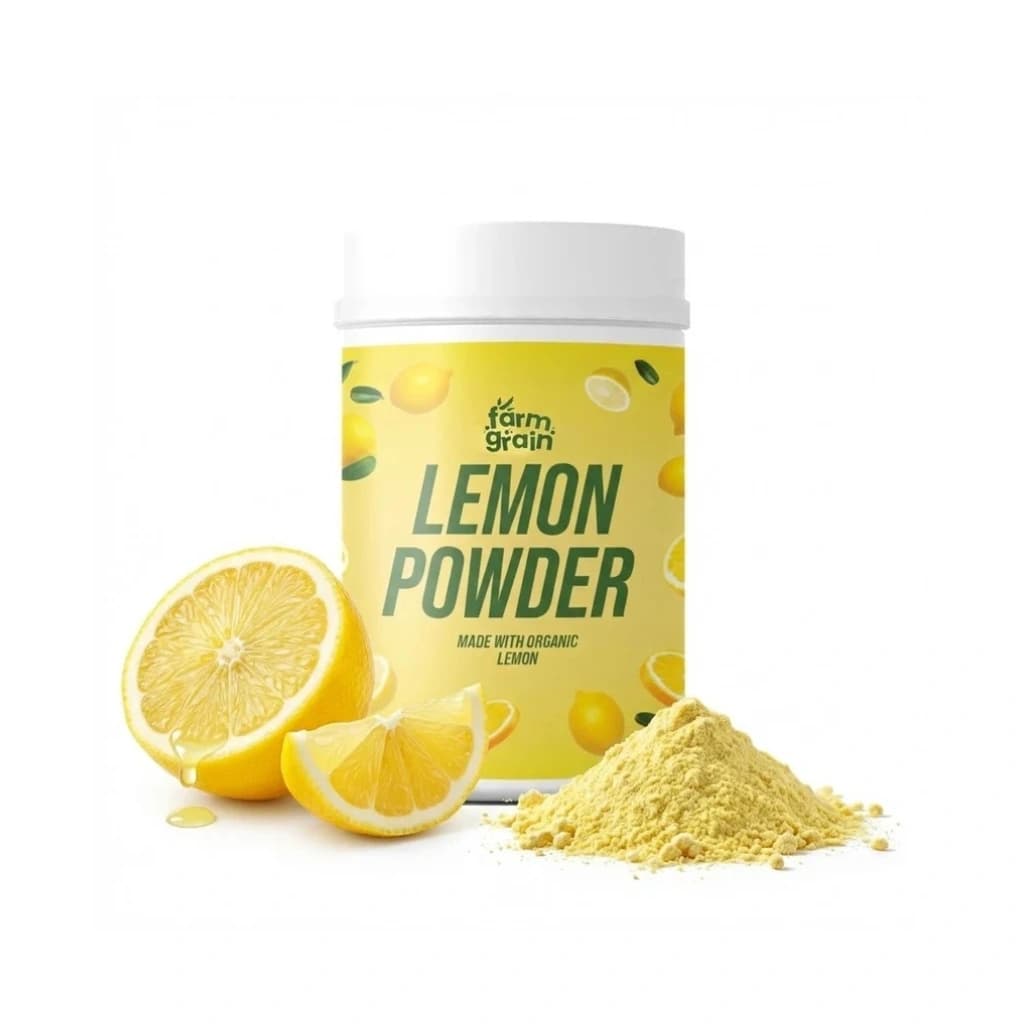FARM GRAIN LEMON POWDER 250GM | FOR FOOD | JUICE | LEMONADE | INGREDIENT IN BEVERAGES LIKE MOCKTAILS COOKING BAKING COSMETICS | NO ARTIFICIAL COLOUR | NO PRESERVATIVES | NO ADDED SUGAR