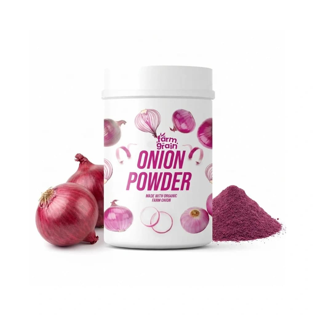 FARM GRAIN ONION POWDER 250GM | PURE & NATURAL DEHYDRATED RED ONION POWDER | PERFECT FOR COOKING, SEASONING & SPICES | NO ADDITIVES OR PRESERVATIVES