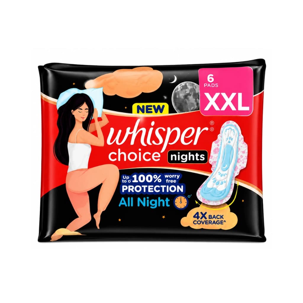 WHISPER CHOICE NIGHTS XXL SANITARY PADS 6 COUNT