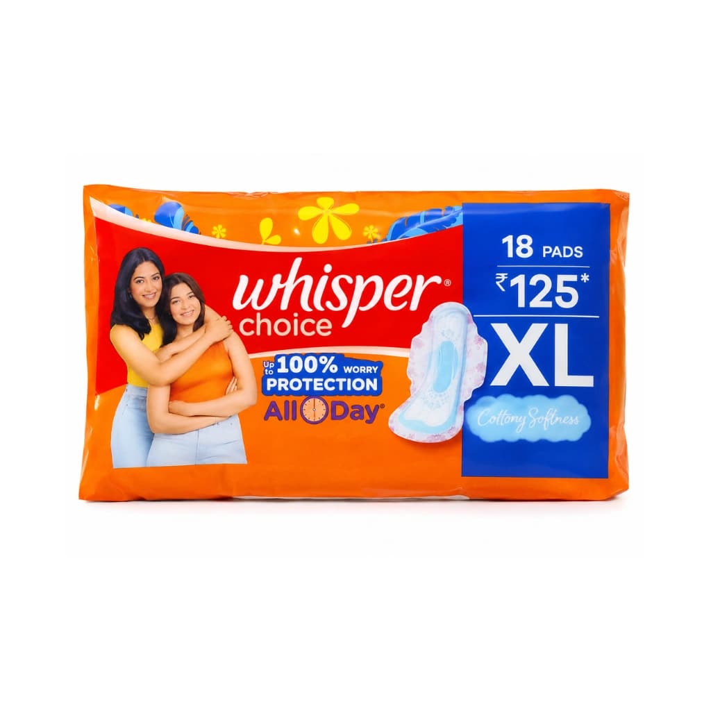 WHISPER CHOICE XL COTTONY SOFTNESS 18 PADS