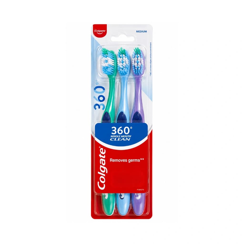 COLGATE 360° WHOLE MOUTH CLEAN MEDIUM TOOTHBRUSH / BUY 2 GET 1 FREE