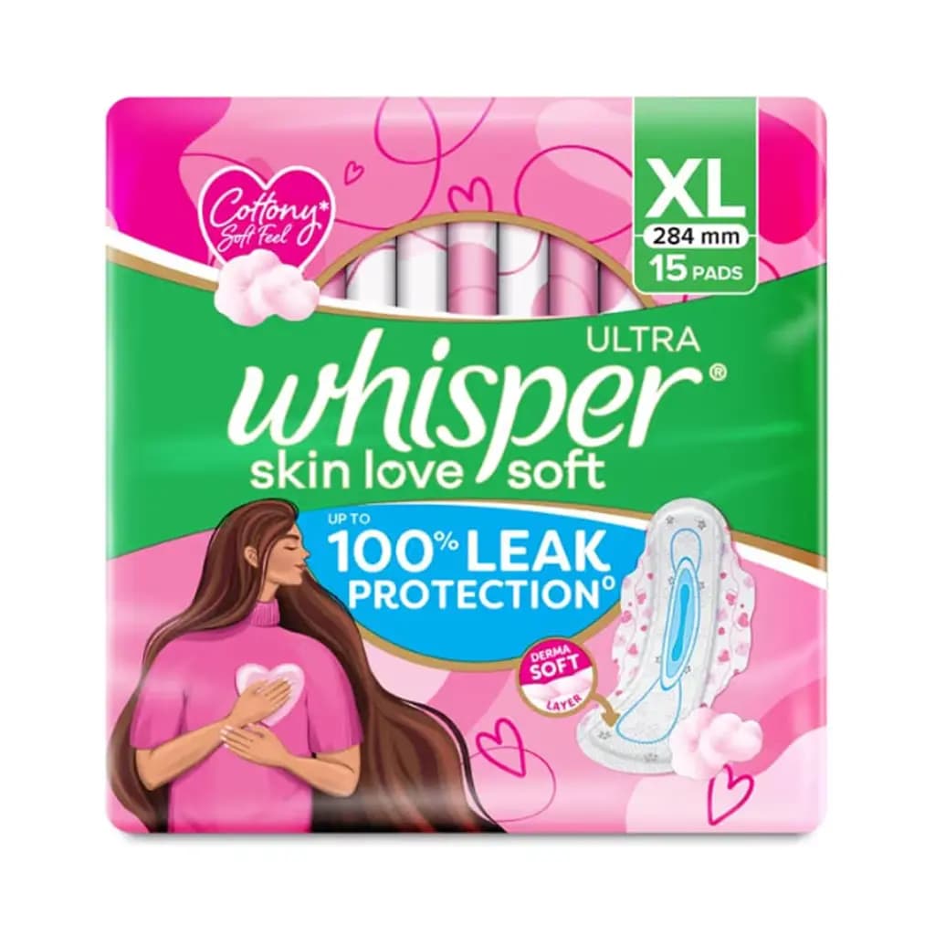 Whisper Ultra Soft Pink Xl+ 15 pcss