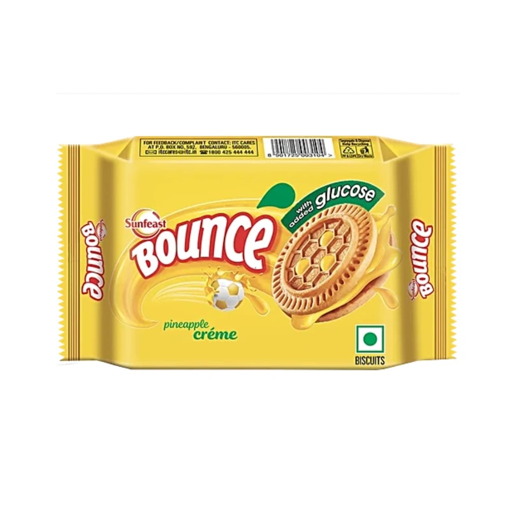 SUNFEAST BOUNCE PINEAPPLE CREME BISCUITS 56 GM