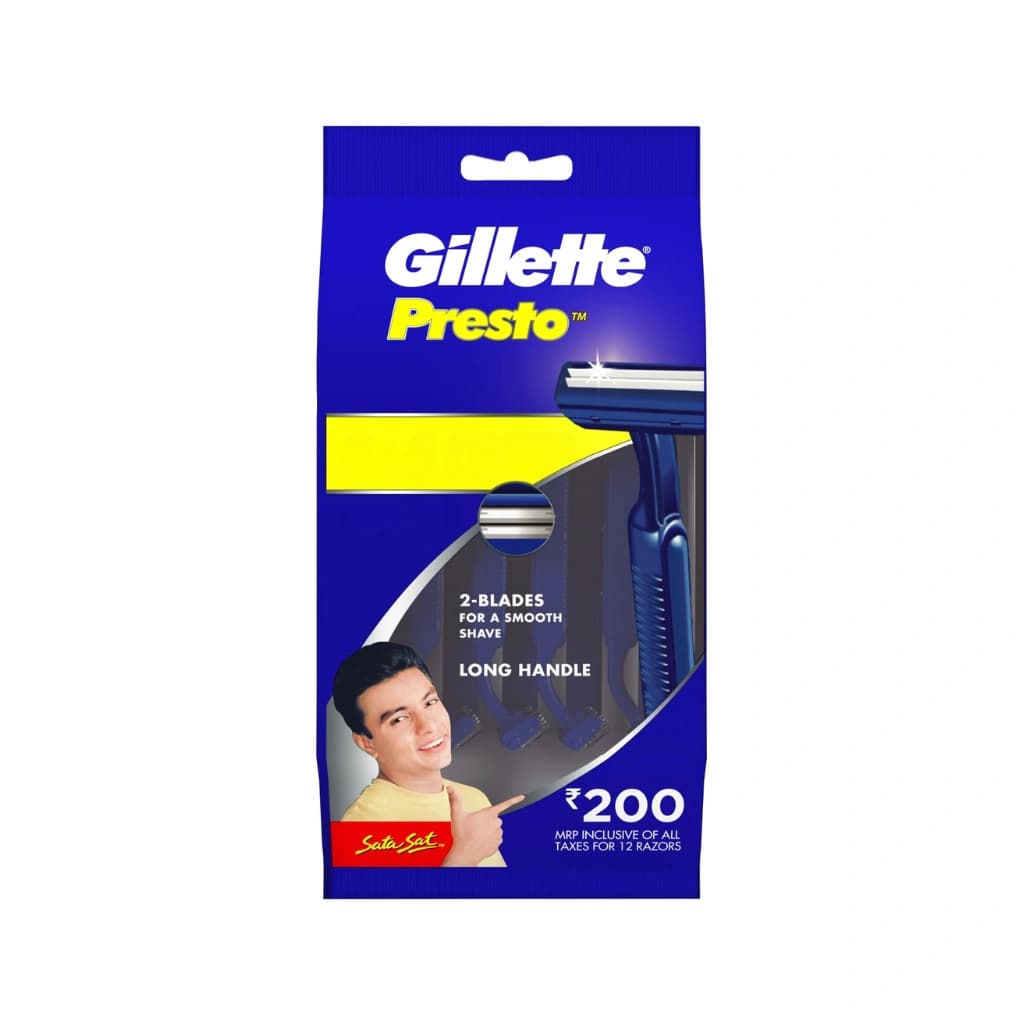 GILLETTE PRESTO SHAVING RAZOR PACK OF 8+4 FREE