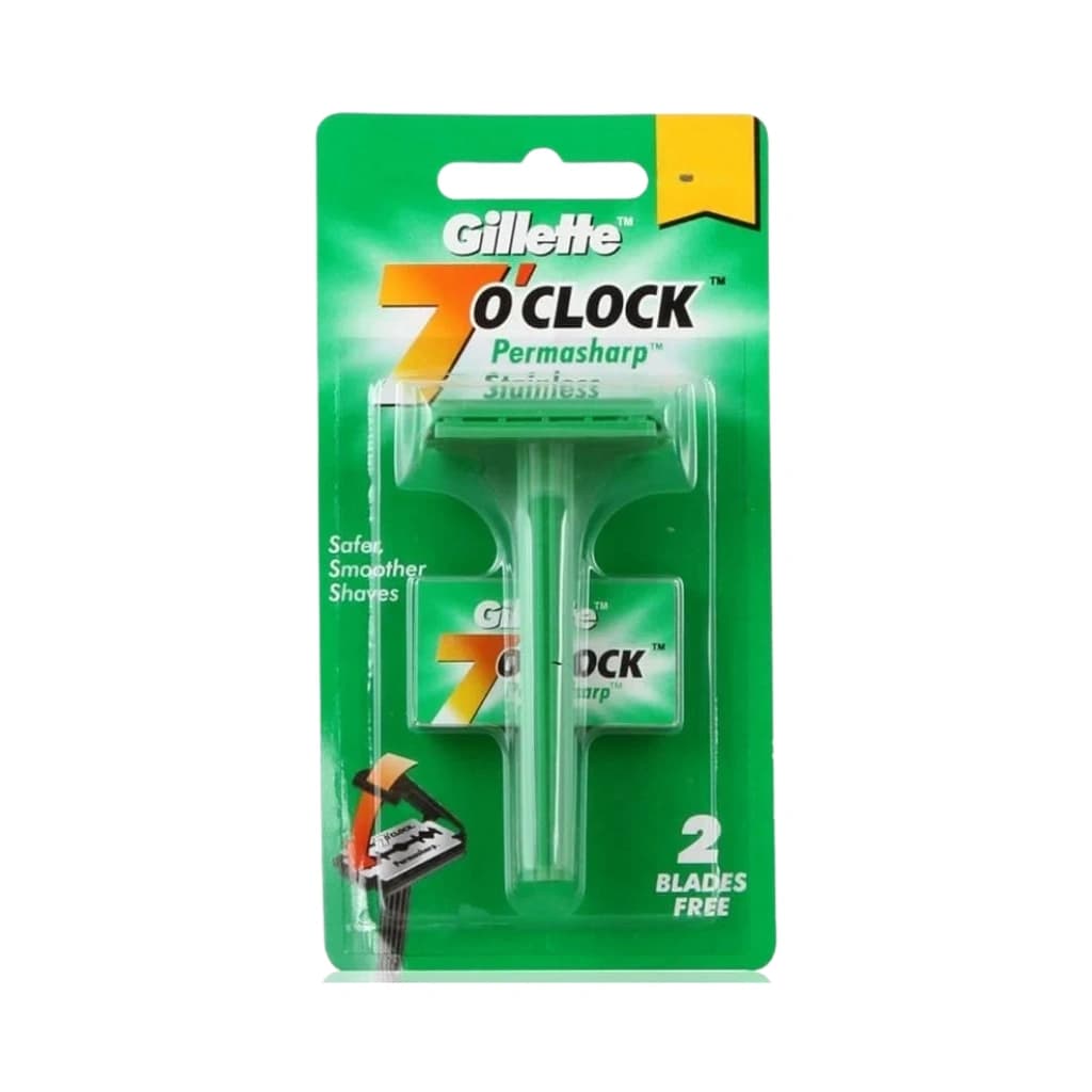 GILLETTE 7O CLOCK PERMASHARP STAINLESS WITH 2 BLADES