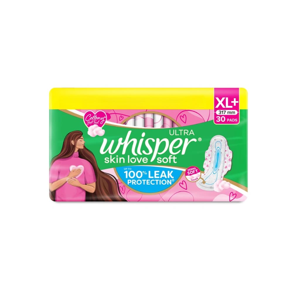 WHISPER ULTRA SKIN LOVE SOFT SANITARY PADS XL+ 30 PADS