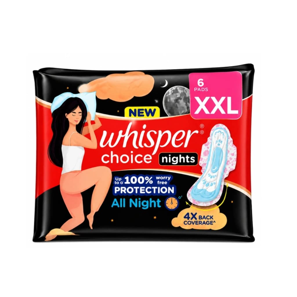 WHISPER CHOICE NIGHTS XXL SANITARY PADS 6 COUNT
