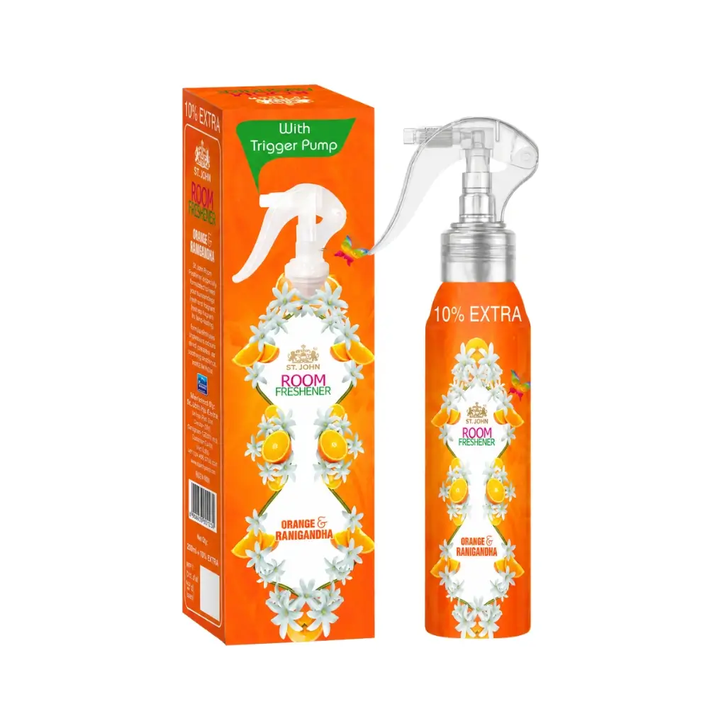 ST. JOHN ROOM FRESHENER ORANGE & RAJANIGANDHA WITH TRIGGER PUMP 250 ML