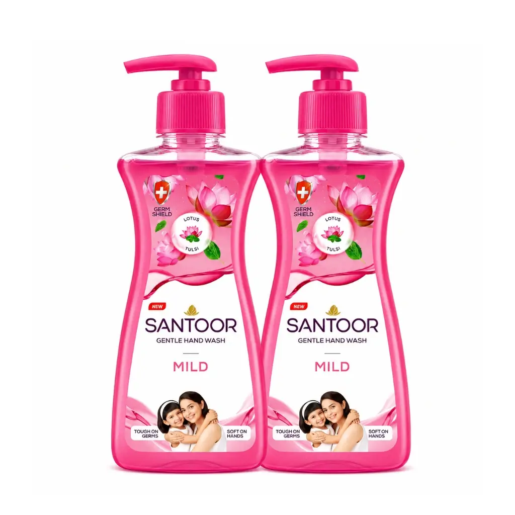 SANTOOR MILD GENTLE HAND WASH BOGO 200 ML+200 ML LOTUS & TULSI