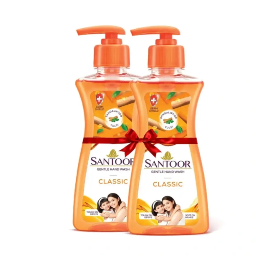 SANTOOR GENTLE HAND WASH CLASSIC SANDALWOOD TULSI 2*200 ML BUY1 GET1 FREE