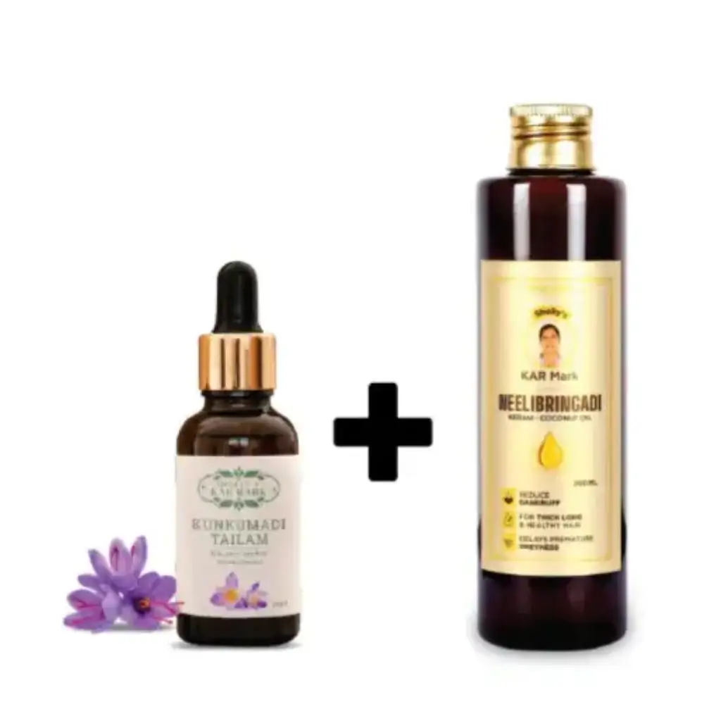 KARMARK PREMIUM KUMKUMADI THAILAM 15ML + NEELIBRINGADI COCONUT OIL 100ML
