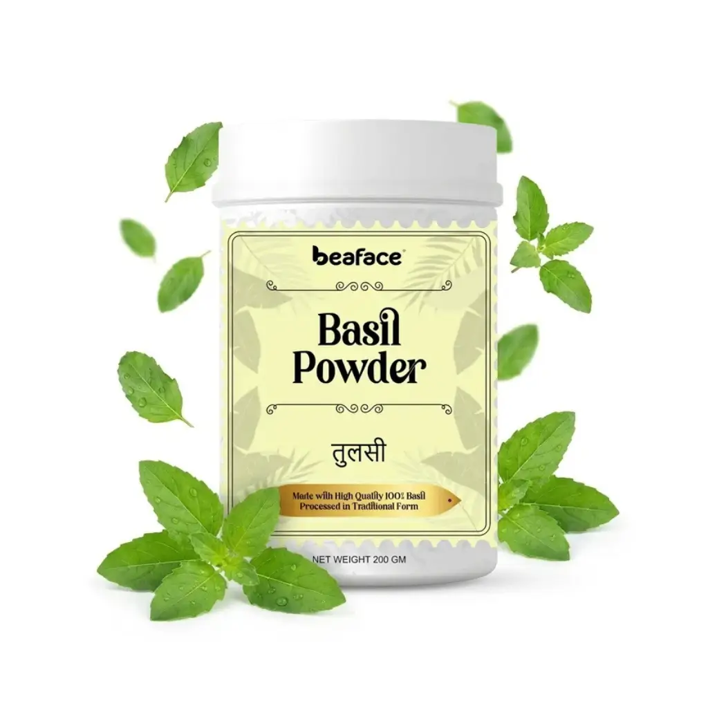 BEAFACE BASIL TULSI POWDER RESPIRATORY CARDIOVASCULAR BLOATING GAS LOWERING CHRONIS DISEASES 200 GM