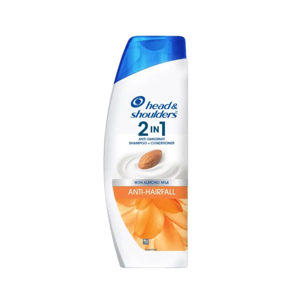 HEAD & SHOULDERS 2 IN 1 ANTI-HAIRFALL DANDRUFF SHAMPOO + CONDITIONER WITH ALMOND MILK 180 ML