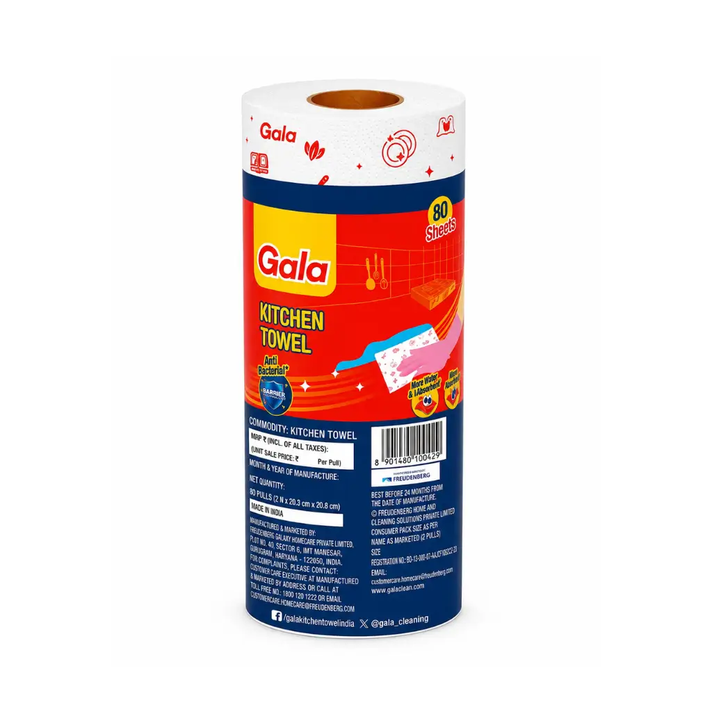 GALA REUSABLE KITCHEN TOWEL ROLL 80 WASHABLE WIPES PER SHEET