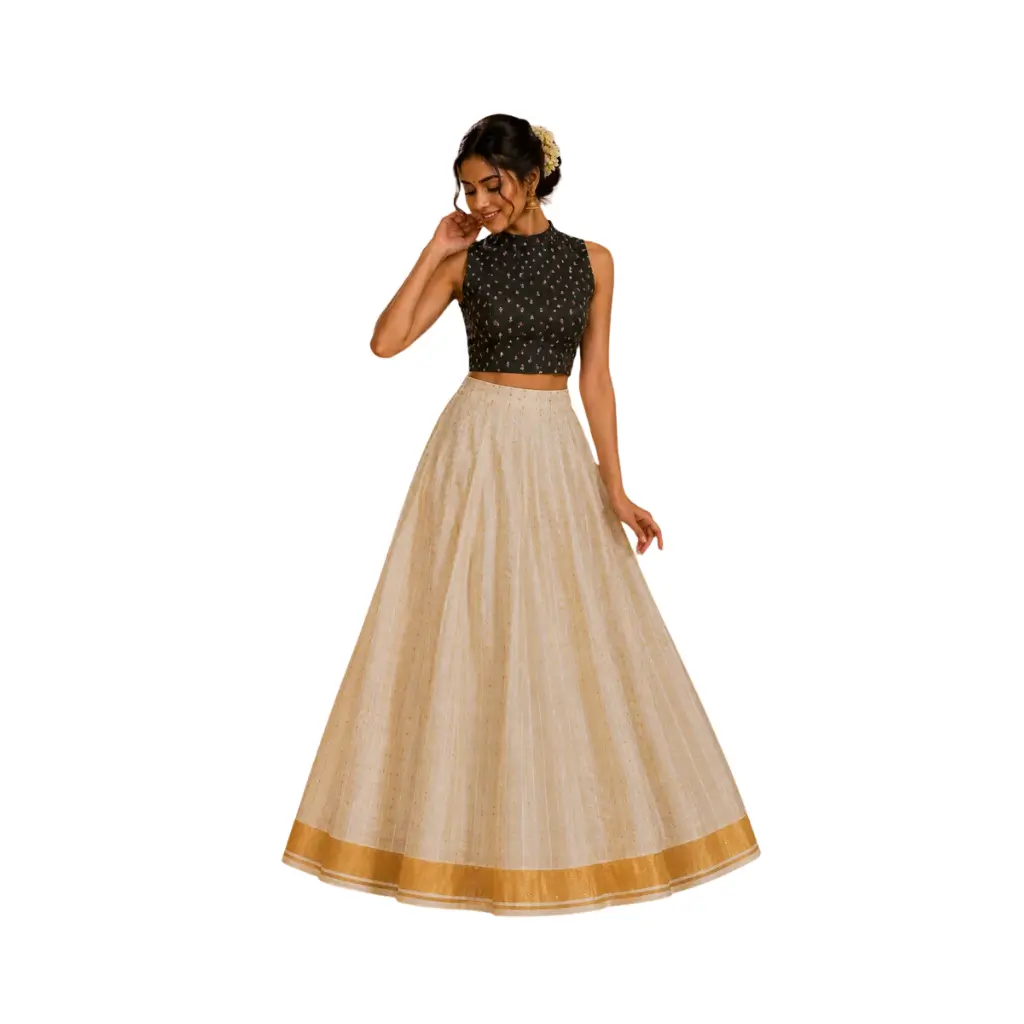 Kerala traditional Design Skirt and Blouse Ready to wear