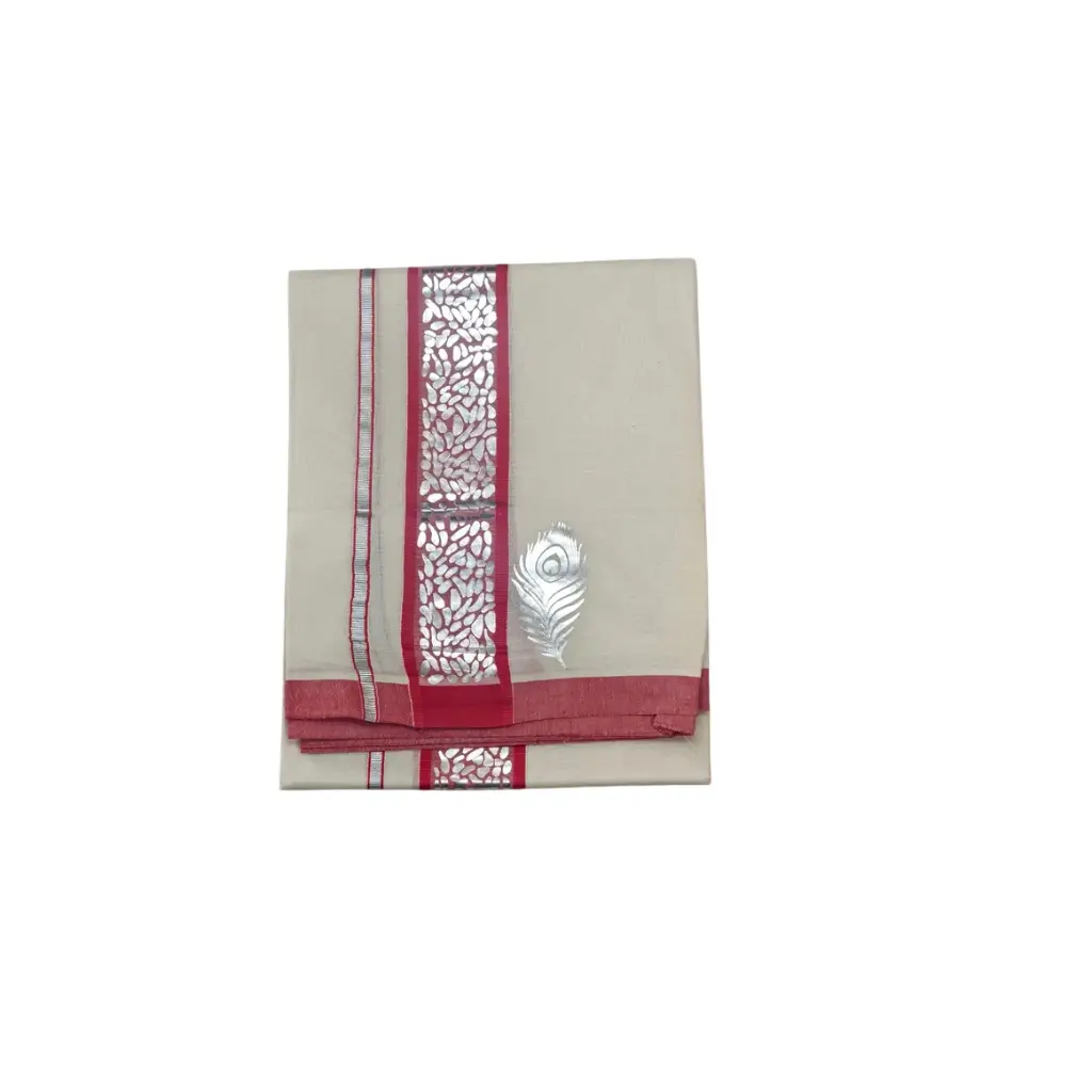 KUTHAMPULLY ONAM SPECIAL DOUBLE DHOTI 4 METER WITH PEELI DEIGN