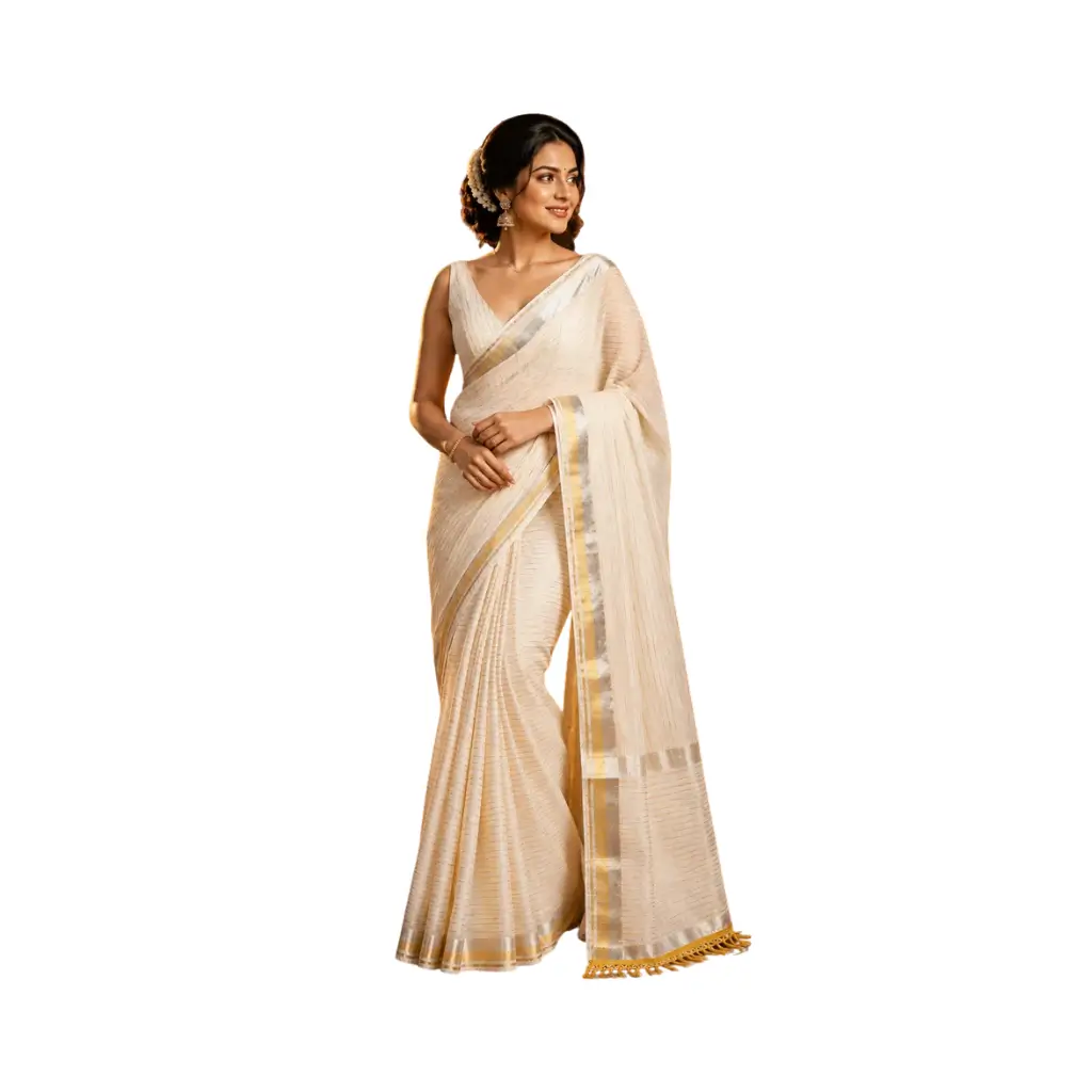 Mul Cotton body stripe saree with blouse