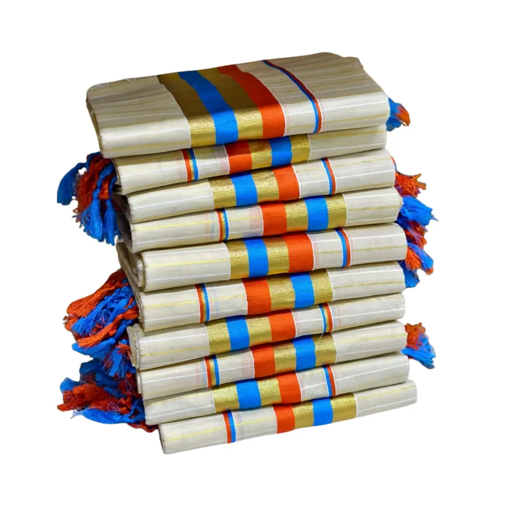 Tissue Set Mundu with multicolored border