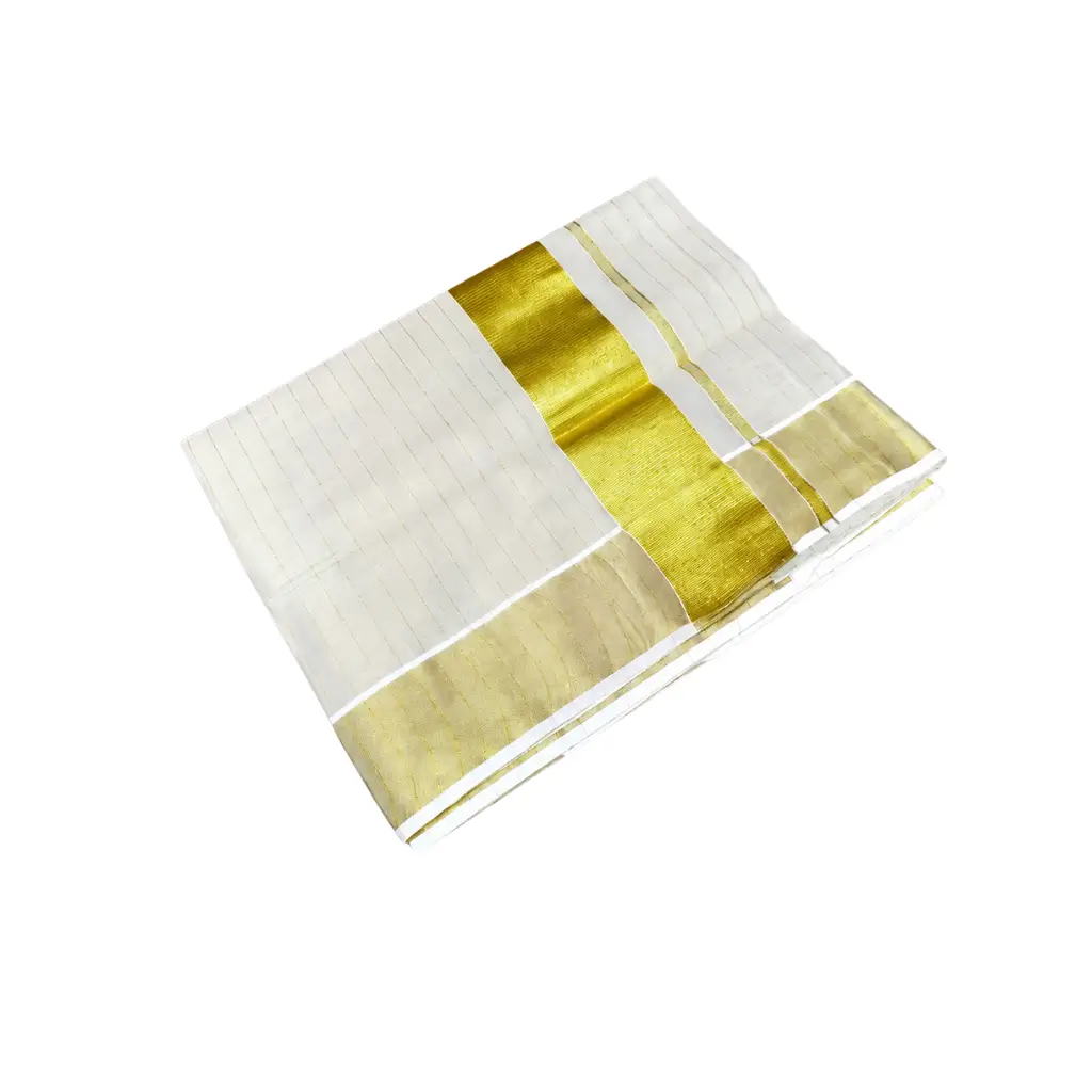 kerala tissue stripe saree with blouse 6.25 meter