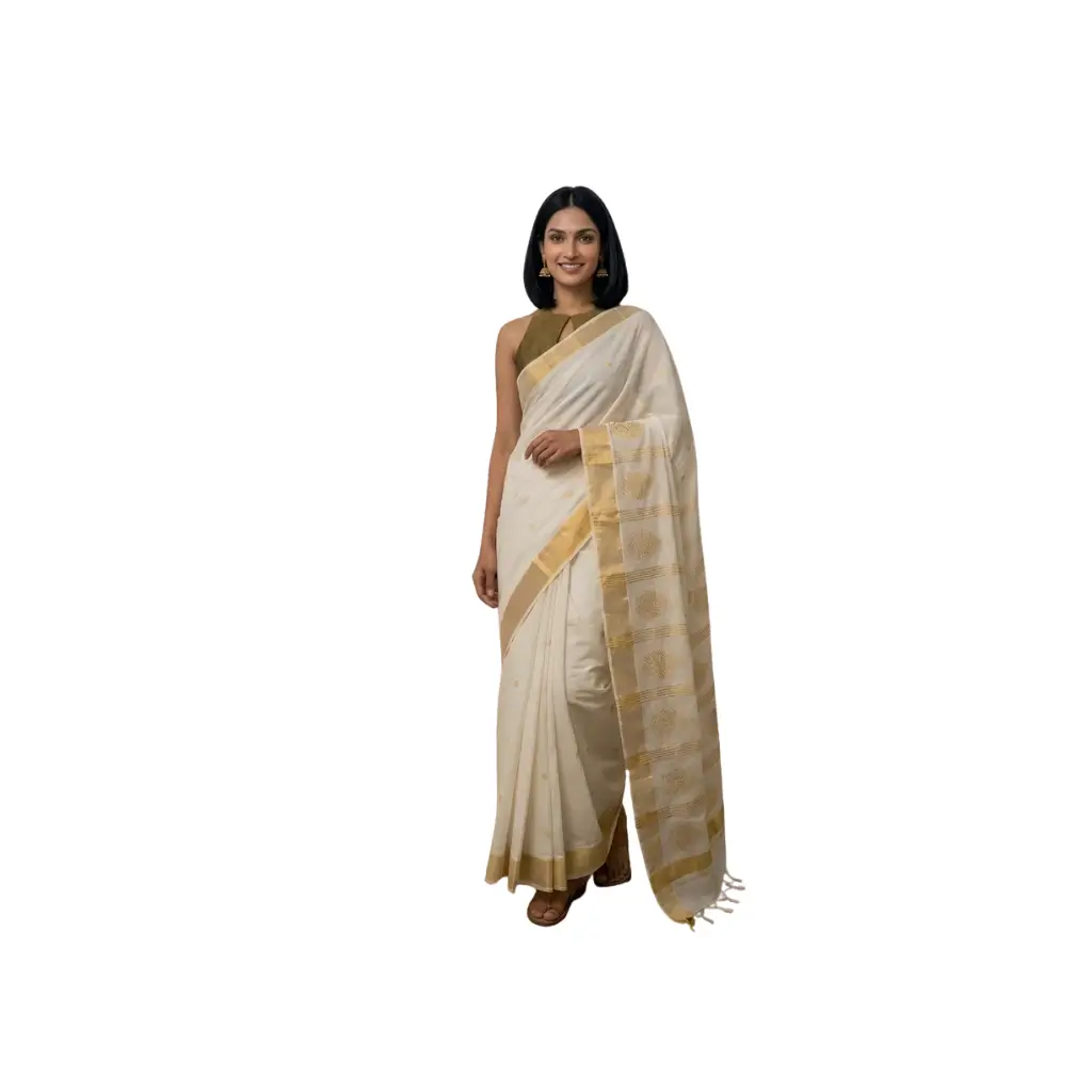 KUTHAMPULLY KERALA RICH PALLU SAREE PEELI DESIGN WITH BLOUSE KERALA SAREE