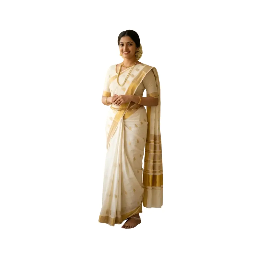 KUTHAMPULLY KERALA RICH PALL JACQUARD SAREE PEACOCK DESIGN WITH BLOUSE FULL BODY WORK