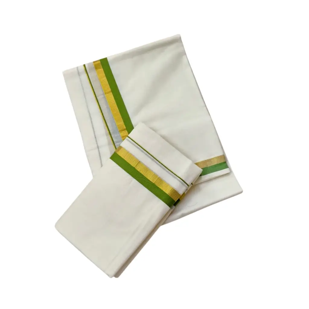Premium Cotton set mundu 1 inch border extra length