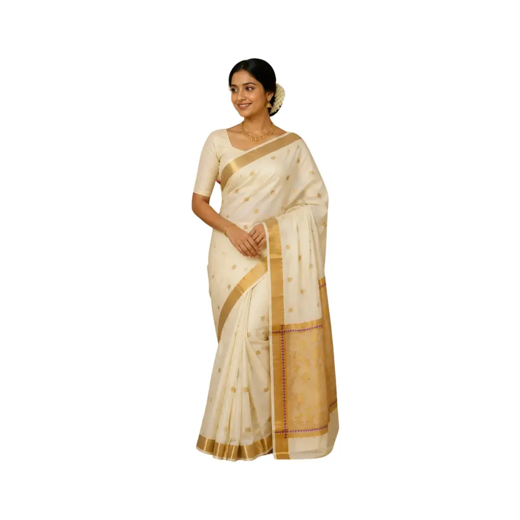Onam saree Rich Pallu Jacquard work saree with blouse
