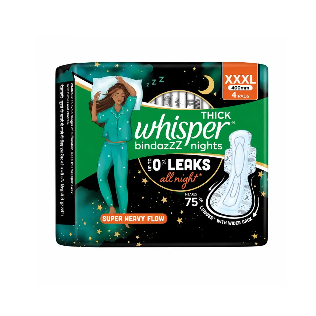 WHISPER BINDAZZZ NIGHT 4 XXXL SANITARY PAD