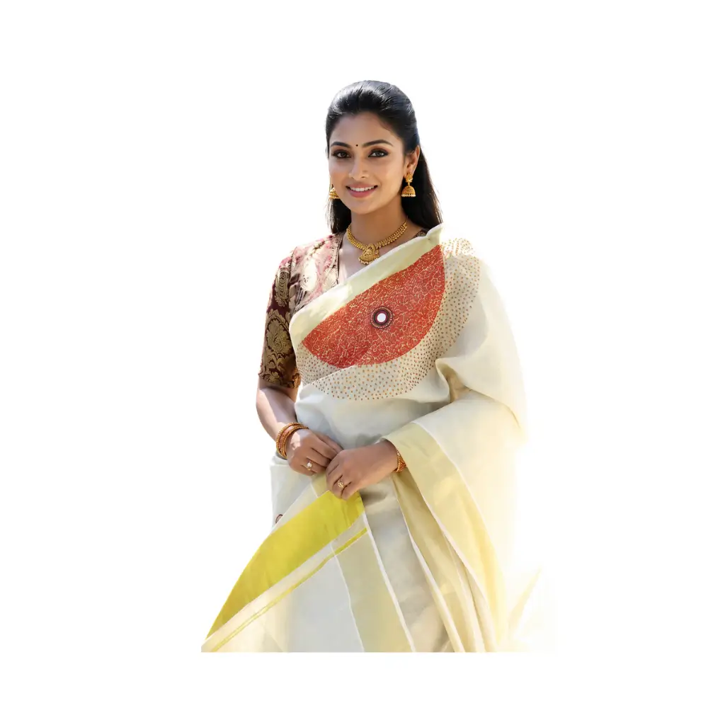 Handwork Tissue Saree Premium Hand Work Orange