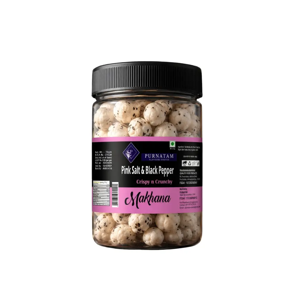 PURNATAM PINK SALTED & BLACK PEPPER MAKHANA 70 GM