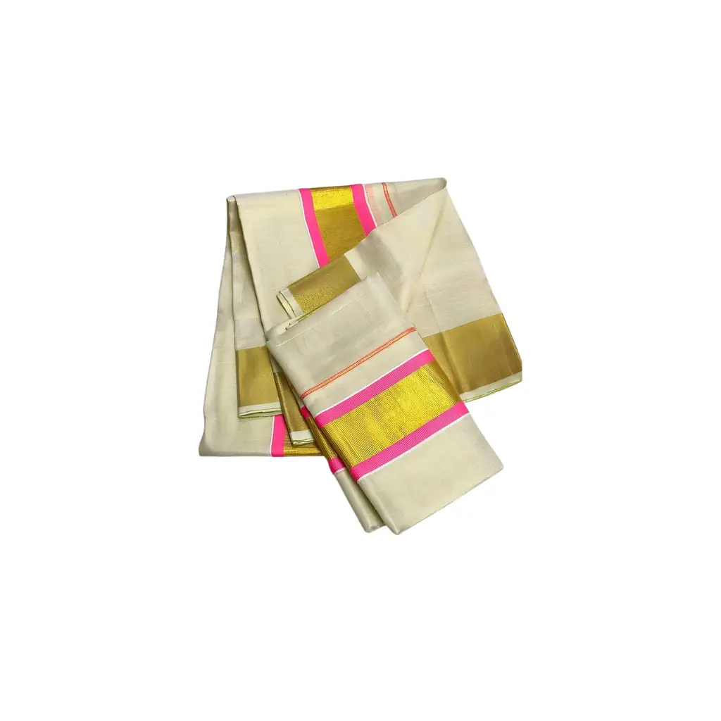 Tissue Set Mundu With color border uniform set mundu extra length