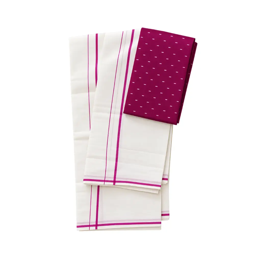 Puliyilakara Set Mundu Pure Cotton 2.70 mtr With Blouse