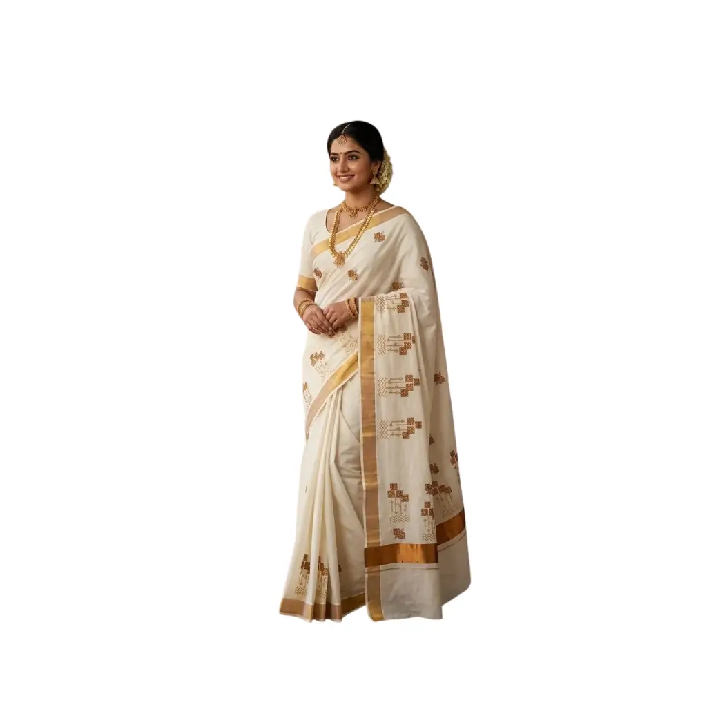Pure Cotton Embroidery Saree Full body with blouse A