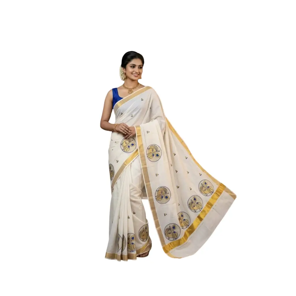 Pure Cotton Embroidery Saree Full body with blouse