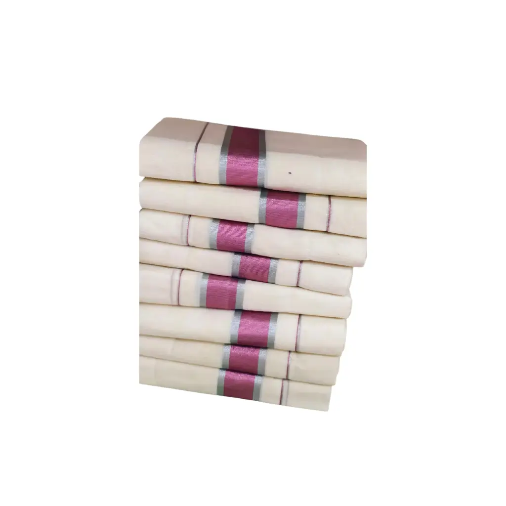 Kuthampully Cotton Set Mundu fancy border extra length