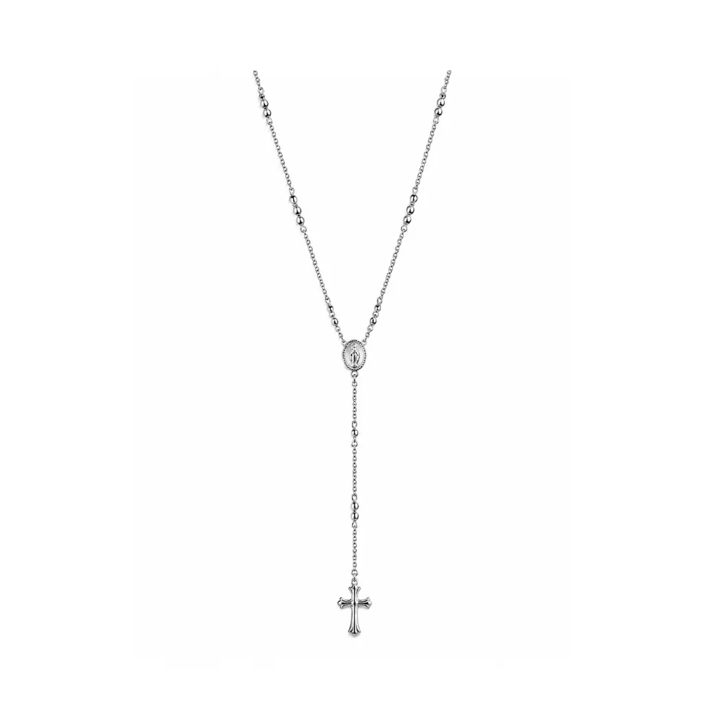 GLAIN PLAIN CROSS OVAL BEADS ROSARY CHAIN