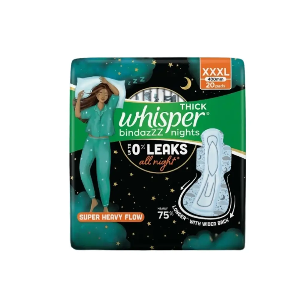 WHISPER BINDAZZZ NIGHTS XXX-LARGE PACK OF 20 PADS