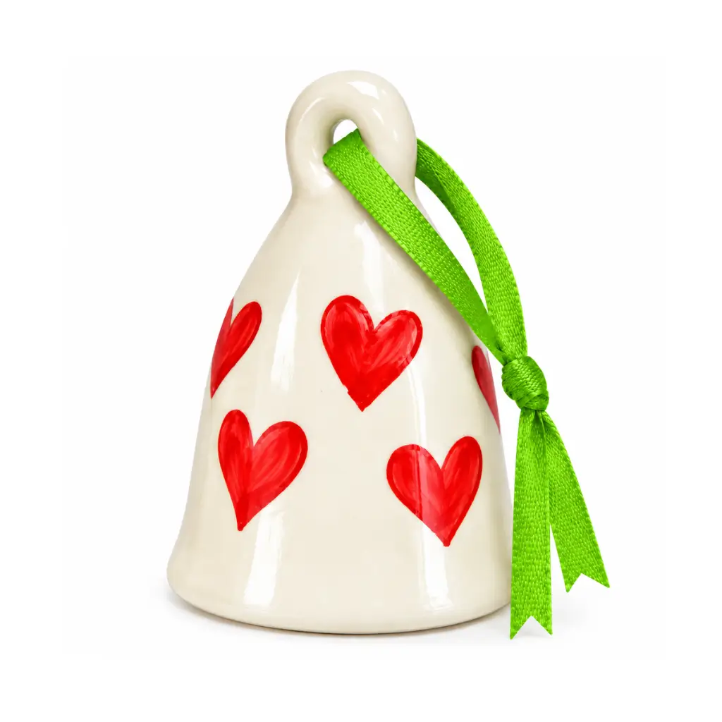 CRAFT TARA ARTISANAL POTTERY HANGING JINGLE BELL ORANAMENTS WITH FLORAL & HEART MOTIFS FOR HOME DECOR