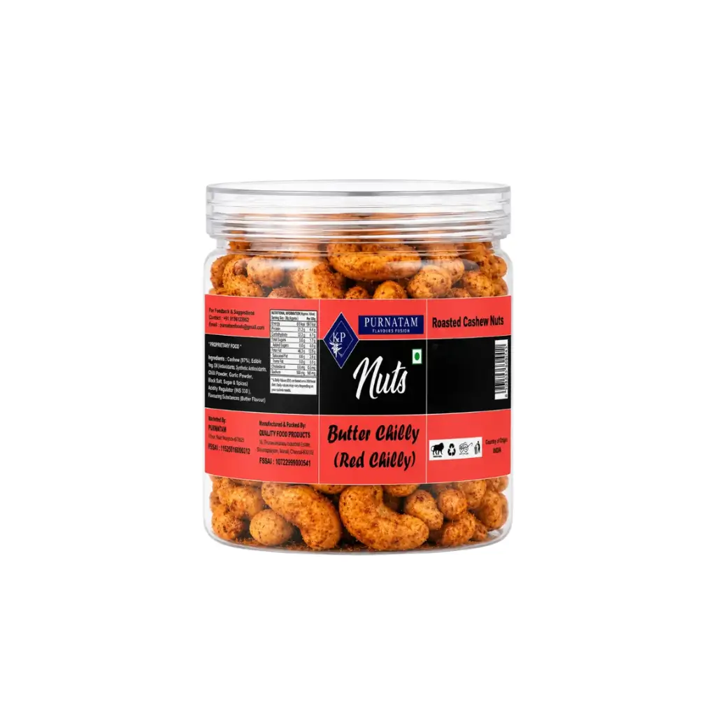 PURNATAM BUTTER CHILLI MASALA RED CHILLI CASHEWS 250 GM