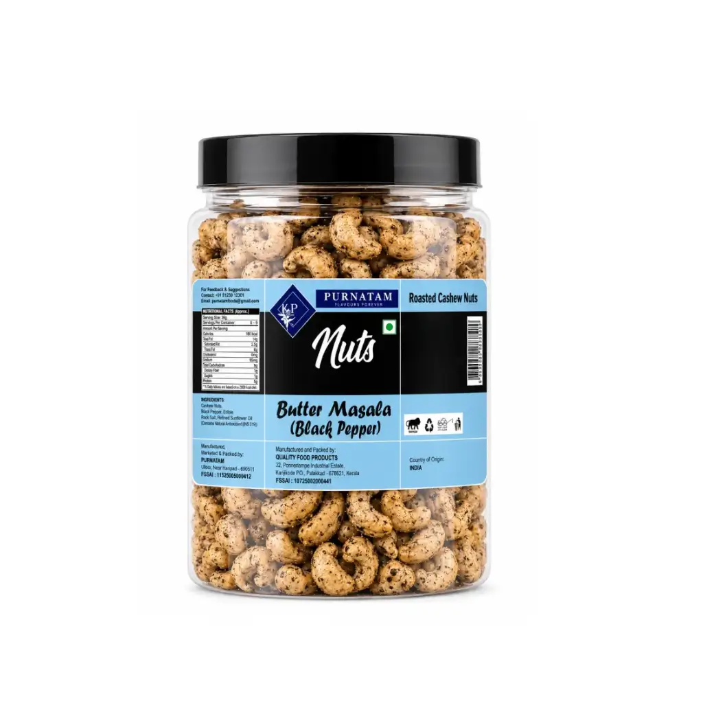 PURNATAM BUTTER MASALA BLACK PEPPER CASHEWS 250 GM