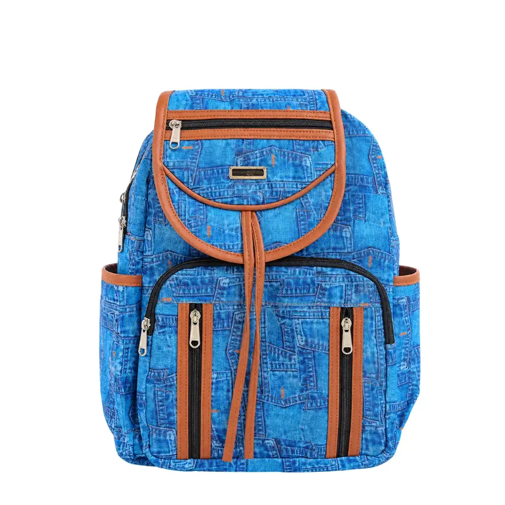BLUE PRINTED LADIES BACKPACK
