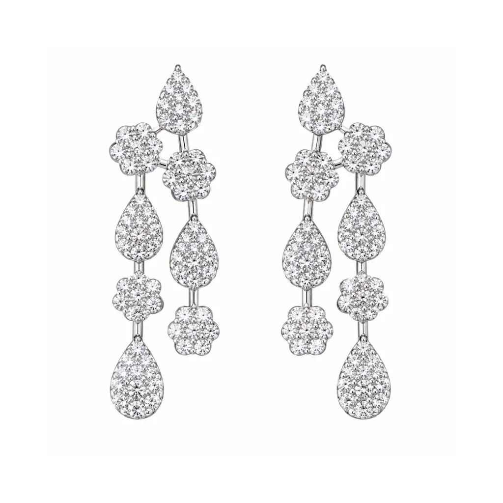SAARK JEWELS SILVER FLORAL TEARDROP DANGLE EARRINGS